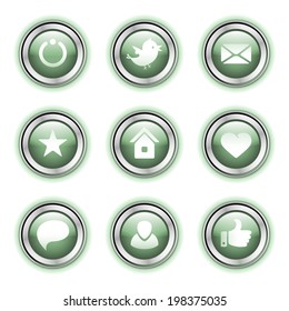 button with download sign. green round