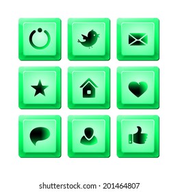 button with download sign. green round