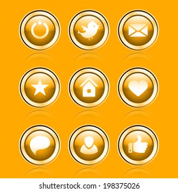 button with download sign. orange round