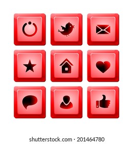 button with download sign. red round