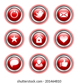 button with download sign. red round