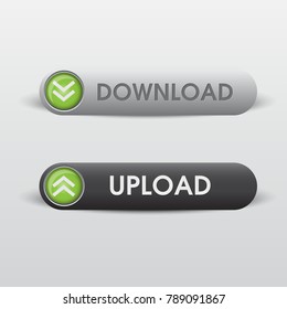 Button download and upload web  White and Black V.2