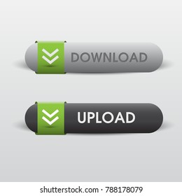Button downloand and uploand web  White and Black