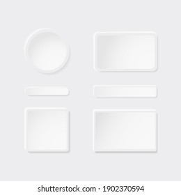 Button elements for mobile app vector design. Unique Button for gui templates neumorphic, neumorphism ui ux design kit.