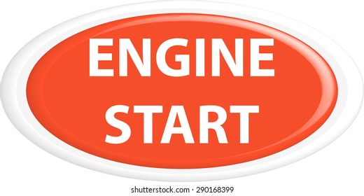 Button engine start . The round shape. 3D. Vector illustration.