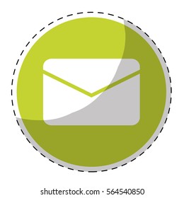 button with envelope icon over white background. colorful design.  vector illustration