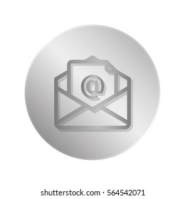 button with envelope icon over white background. vector illustration