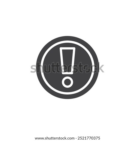 Button with an exclamation mark vector icon. Filled flat sign for mobile concept and web design. Panic Button glyph icon. Symbol, logo illustration. Vector graphics