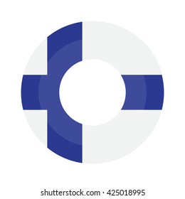 Button and the flag of Finland.