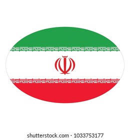 button Flag of Iran, Flag of Iran, icon. Realistic color. Abstract concept. Raster illustration on white background.