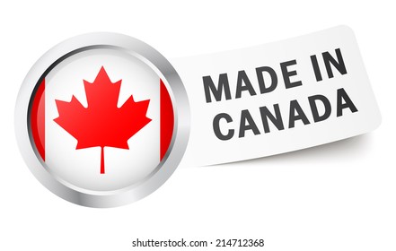 Button with flag " MADE IN CANADA "