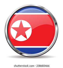 button Flag of North Korea
