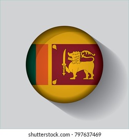 Button Flag of Sri Lanka in a round metal chrome frame with a shadow. Icon representing round button Sri Lanka flag. Ideal for catalogs of institutional materials and geography.