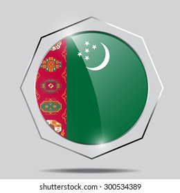 button Flag of Turkmenistan