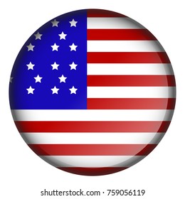 Button with flag of united states on a white background, vector illustration