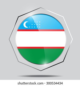 button Flag of Uzbekistan