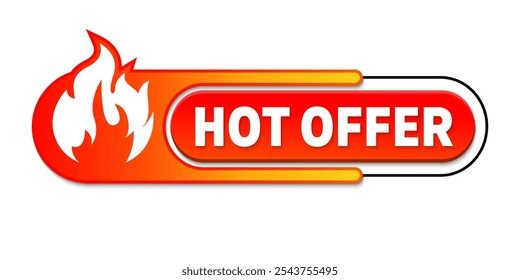Button with flame icon and text Hot offer.