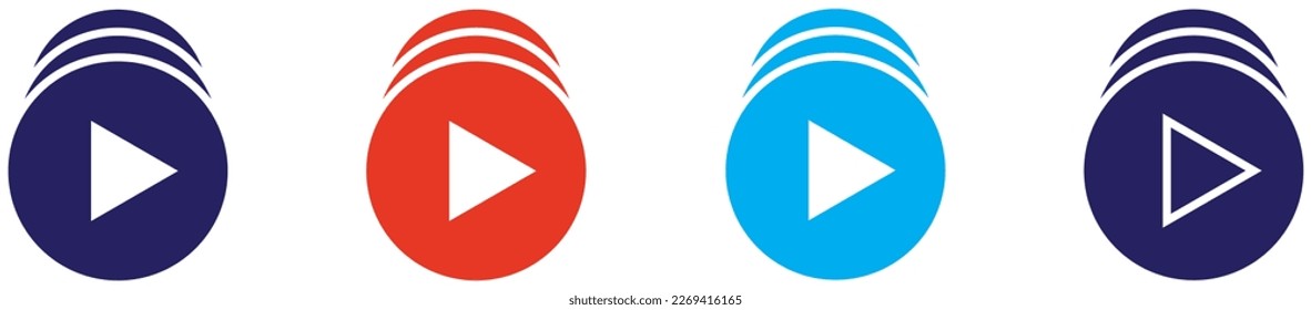 Button Flat four color minimal icon set