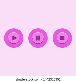Button Flat icon.Media Music Radio.Player Audio Sound Set.