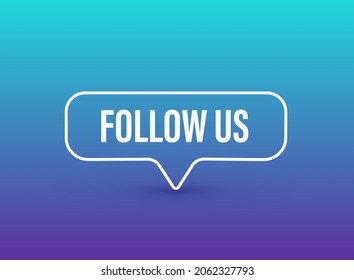 Button Follow us on colour background. Vector illustration