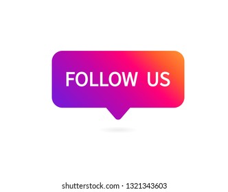 Button Follow Us On White Background. Vector Illustration