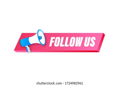 Button Follow us on white background. Vector illustration