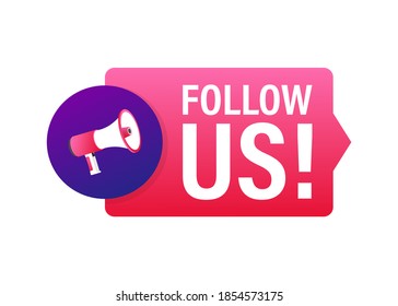 Button Follow us on white background. Vector illustration