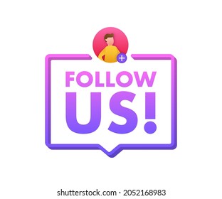Button Follow us on white background. Vector illustration.