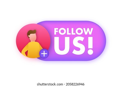 Button Follow us on white background. Vector illustration