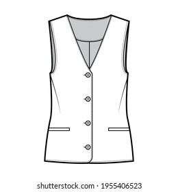 Button Front Vest Waistcoat Technical Fashion Stock Vector (Royalty ...