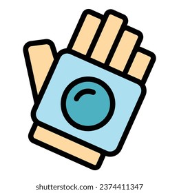 Button glove icon outline vector. Hand keeper. Winter snow color flat