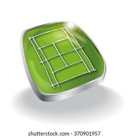 Button of a green grass tennis court