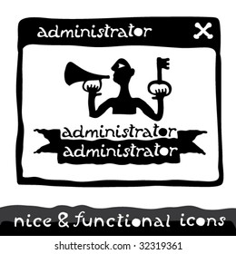 button grey-scale administrator in window and typography