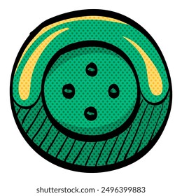 Button halftone icon hand drawn color vector illustration