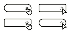 Button With Hand An Arrow Clicking Icon Set. Mouse Pointer. Vector Illustration