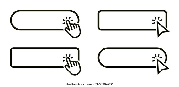Button with hand an arrow clicking icon set. Mouse pointer. Vector illustration
