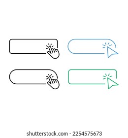 Button with hand an arrow clicking icon set. Mouse pointer. Vector illustration