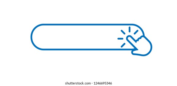 Button with hand pointer clicking, isolated vector