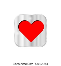button with a heart on a white background. beautiful heart icon in the square