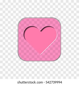 button with a heart on a white background. beautiful heart icon in the square 