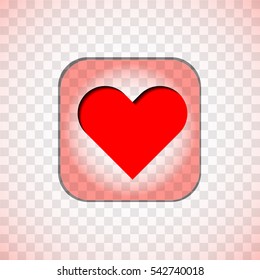 button with a heart on a white background. beautiful heart icon in the square 