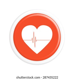 Button Heart tag pulse. The round shape. 3D. Vector illustration.
