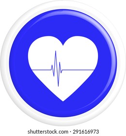 Button Heart tag pulse. The round shape. 3D. Vector illustration.