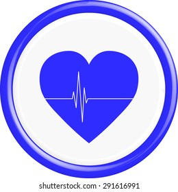 Button Heart tag pulse. The round shape. 3D. Vector illustration.
