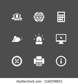 button icon. 9 button set with clothes button, mouse, calculator and cursor vector icons for web and mobile app