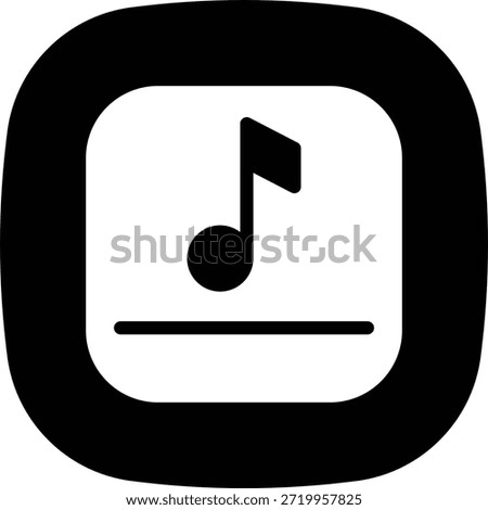 button icon of an audio file with music note, filled media document icon.