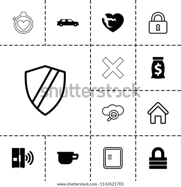 Button icon. collection\
of 13 button filled and outline icons such as lock, broken heart,\
intercom, car, atm, house building. editable button icons for web\
and mobile.