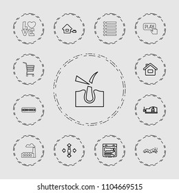 Button icon. collection of 13 button outline icons such as man move, vice clamp, home, camera, shave hair in skin, shopping cart. editable button icons for web and mobile.