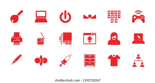 Button icon. collection of 18 button filled icons such as cargo height, injection, arrow up, digital clock, pen, key, laptop. editable button icons for web and mobile.