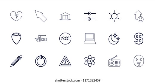 Button icon. collection of 18 button outline icons such as sun, flower, location, warning, pen, moon and stars, switch off, dollar. editable button icons for web and mobile.